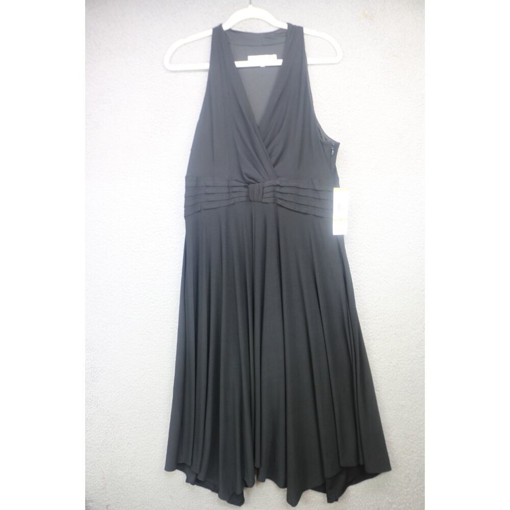 Evan Picone Black Sleeveless Babydoll Midi Dress-Size 14-NWT-Fit & Flare